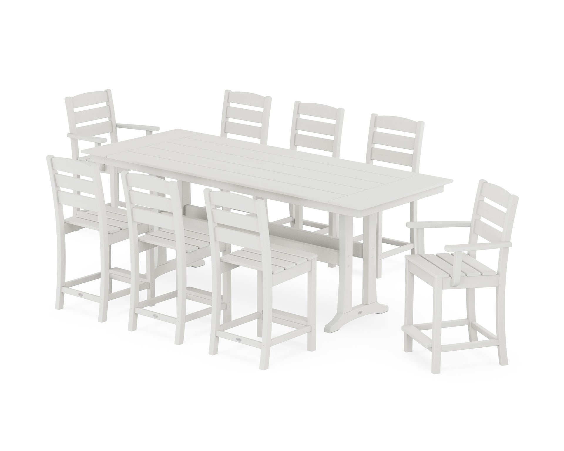 Lakeside 9-Piece Farmhouse Counter Set with Trestle Legs