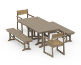 EDGE Sling Arm Chair 5-Piece Farmhouse Dining Set with Benches