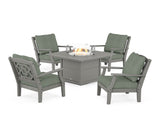 Chinoiserie 5-Piece Deep Seating Set with Fire Pit Table