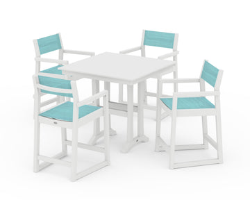 EDGE Sling Arm Chair 5-Piece Farmhouse Counter Set with Trestle Legs