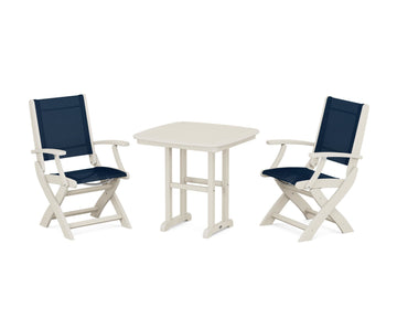 Coastal Folding Chair 3-Piece Dining Set