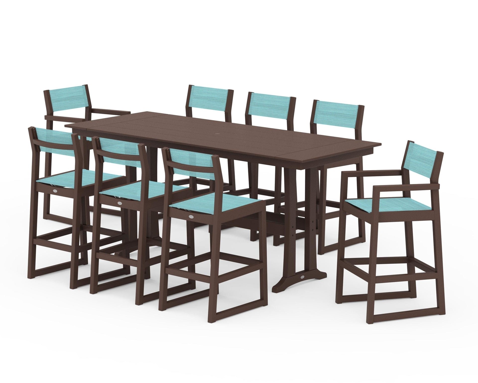 EDGE Sling 9-Piece Farmhouse Bar Set with Trestle Legs