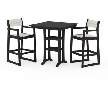 EDGE Sling Arm Chair 3-Piece Farmhouse Bar Set with Trestle Legs