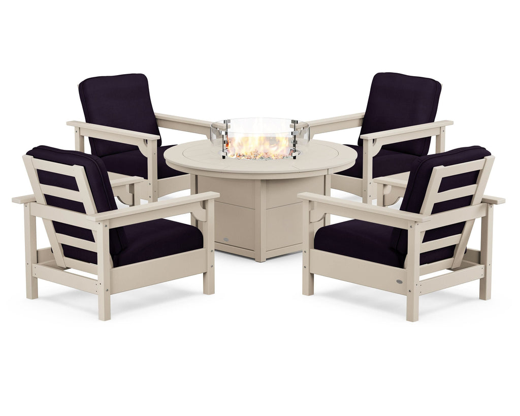 Club 5-Piece Conversation Set with Fire Pit Table