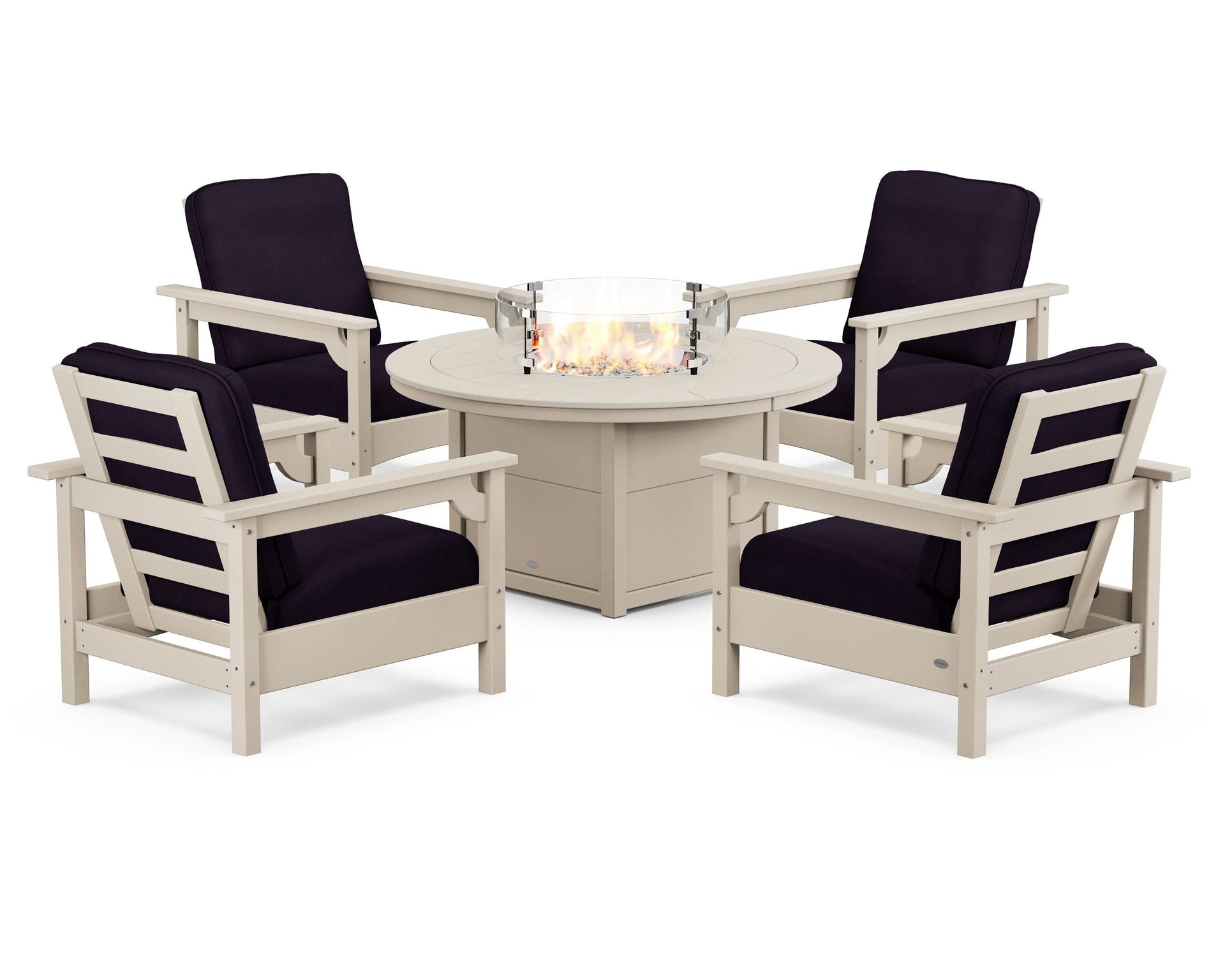 Club 5-Piece Conversation Set with Fire Pit Table