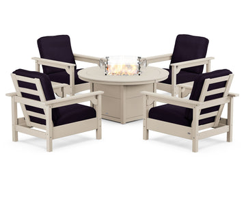 Club 5-Piece Conversation Set with Fire Pit Table