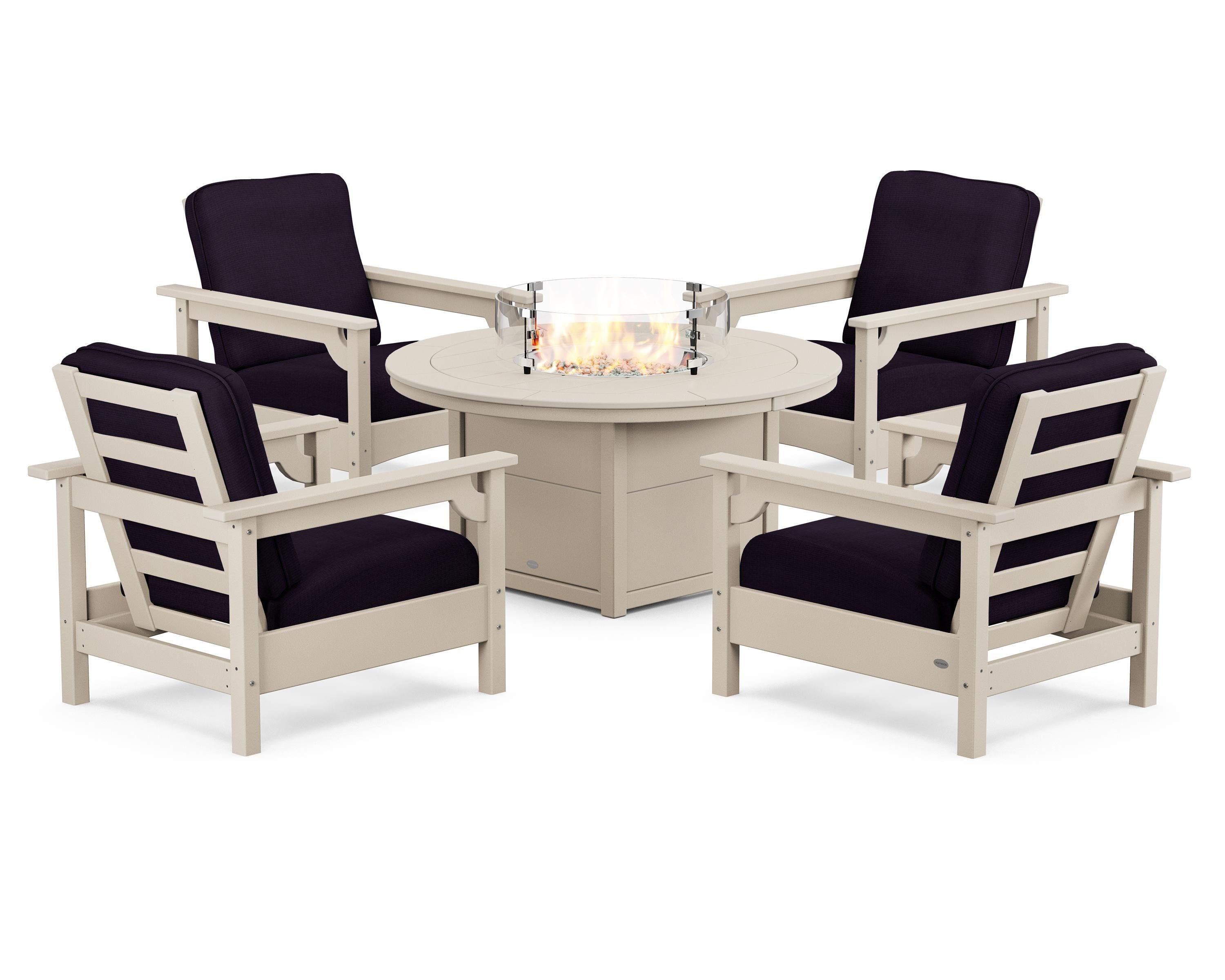 Club 5-Piece Conversation Set with Fire Pit Table