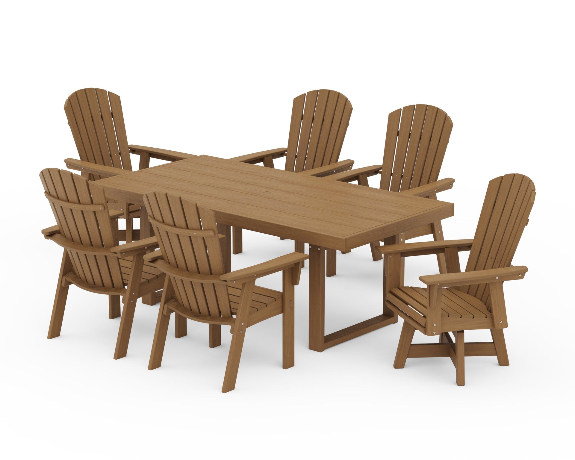 Nautical Curveback Adirondack Swivel Chair 7-Piece Dining Set