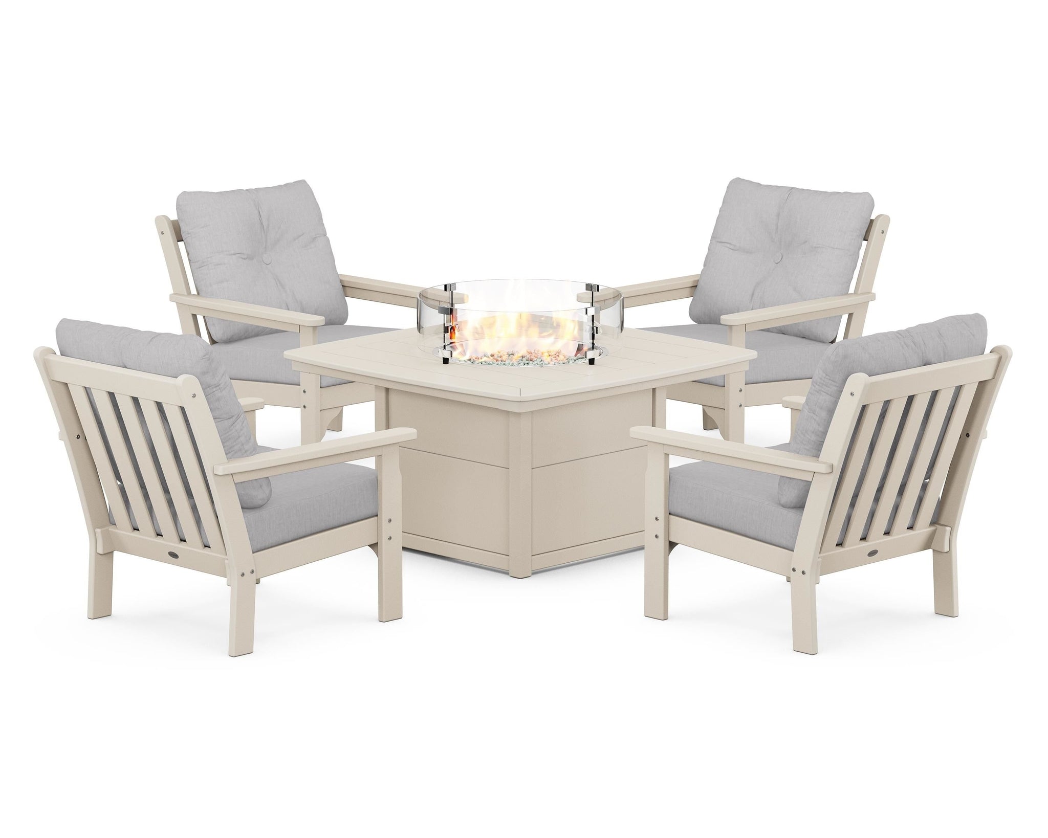 Vineyard 5-Piece Conversation Set with Fire Pit Table