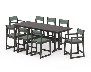 EDGE Sling 9-Piece Farmhouse Counter Set with Trestle Legs