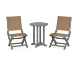 Coastal Folding Side Chair 3-Piece Round Bistro Dining Set