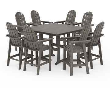 Vineyard Curveback Adirondack 9-Piece Trestle Bar Set