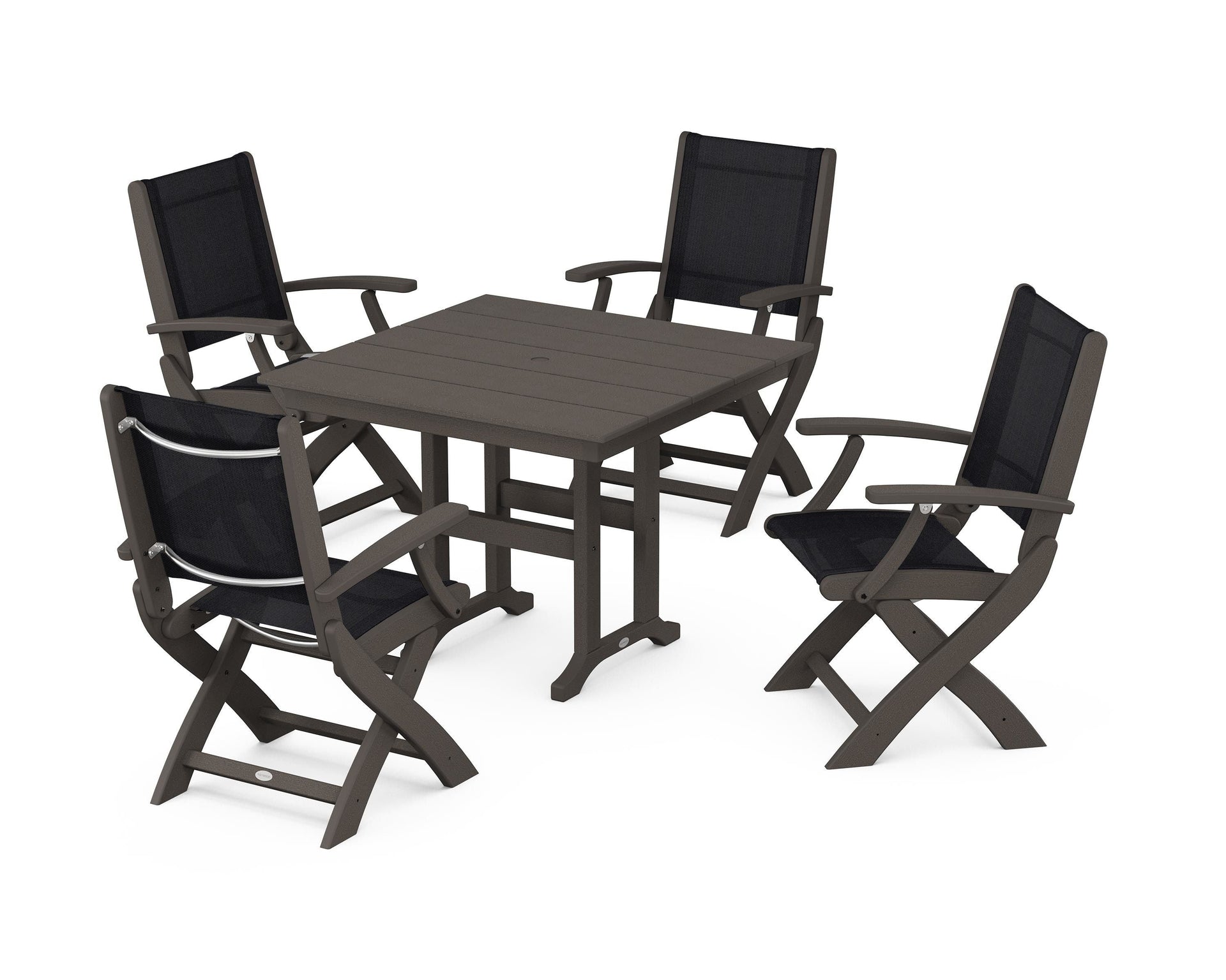 Coastal Folding Chair 5-Piece Farmhouse Dining Set