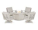Braxton 5-Piece Deep Seating Swivel Conversation Set with Fire Pit Table