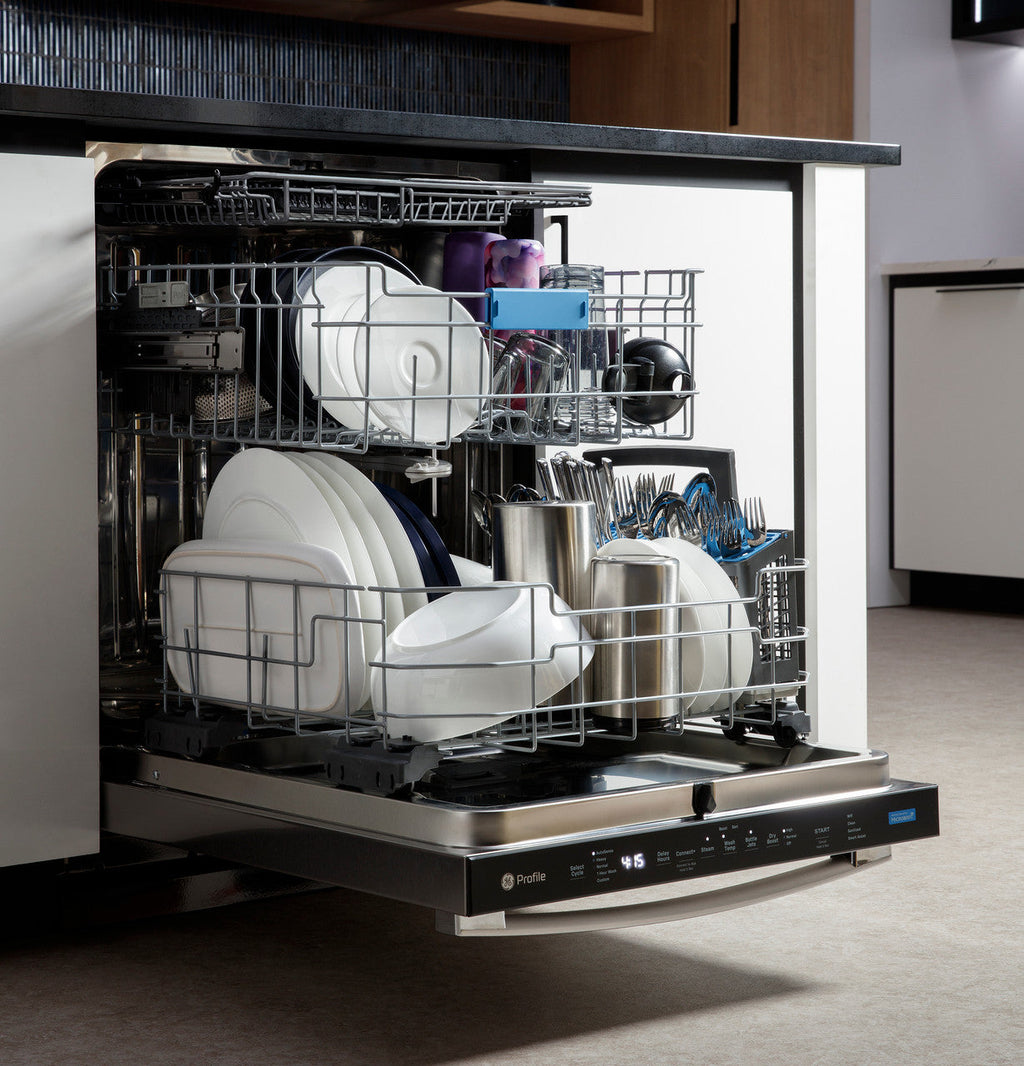 GE Profile™ ENERGY STAR® Fingerprint Resistant Top Control Stainless Interior Dishwasher with Microban™ Antimicrobial Technology