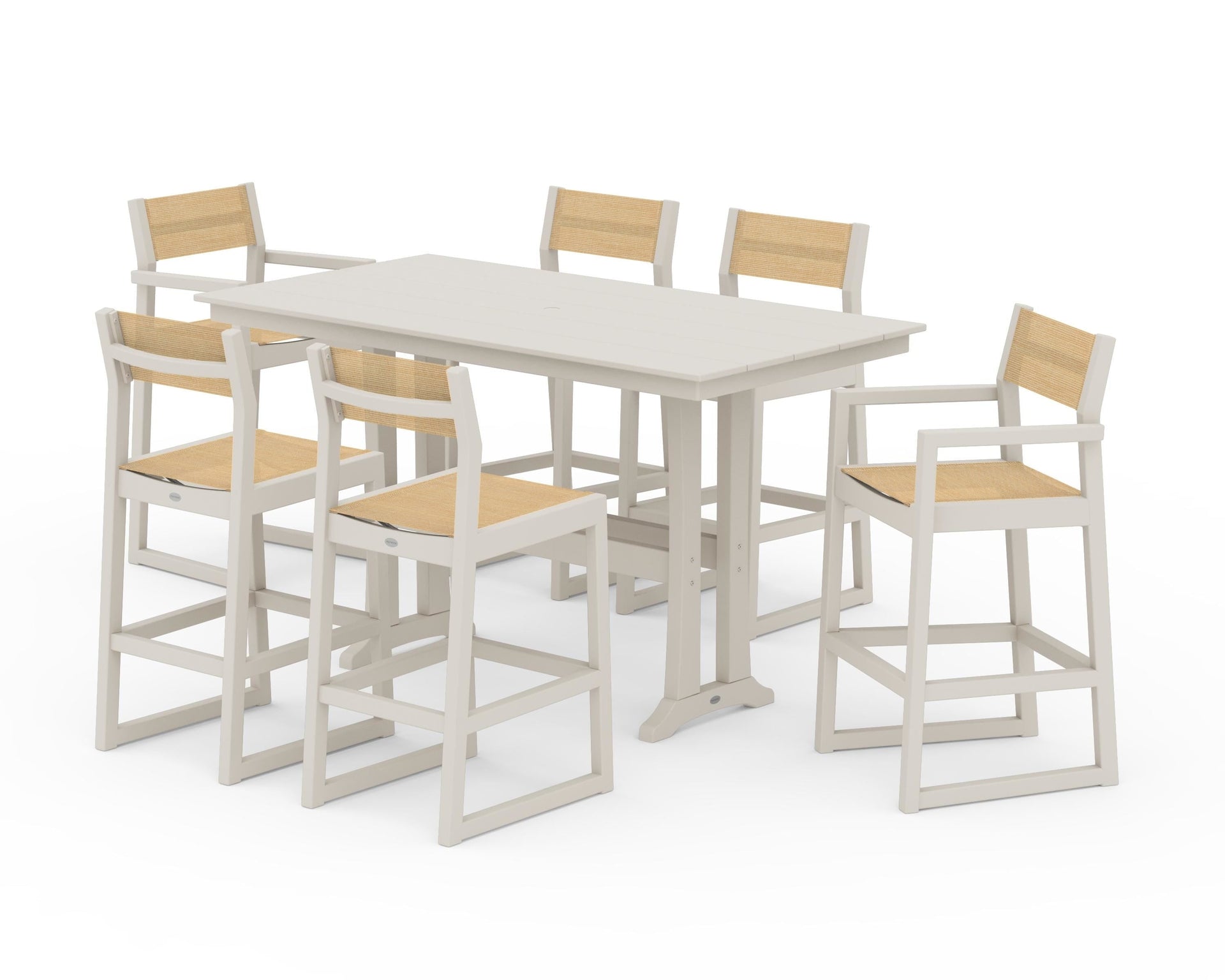 EDGE Sling 7-Piece Farmhouse Bar Set with Trestle Legs