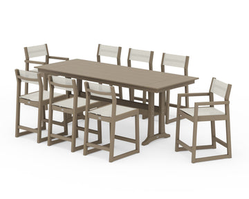 EDGE Sling 9-Piece Farmhouse Counter Set with Trestle Legs