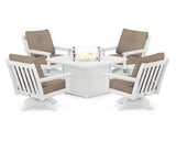Vineyard 5-Piece Deep Seating Swivel Conversation Set with Fire Pit Table