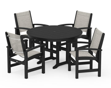 Coastal 5-Piece Round Farmhouse Dining Set