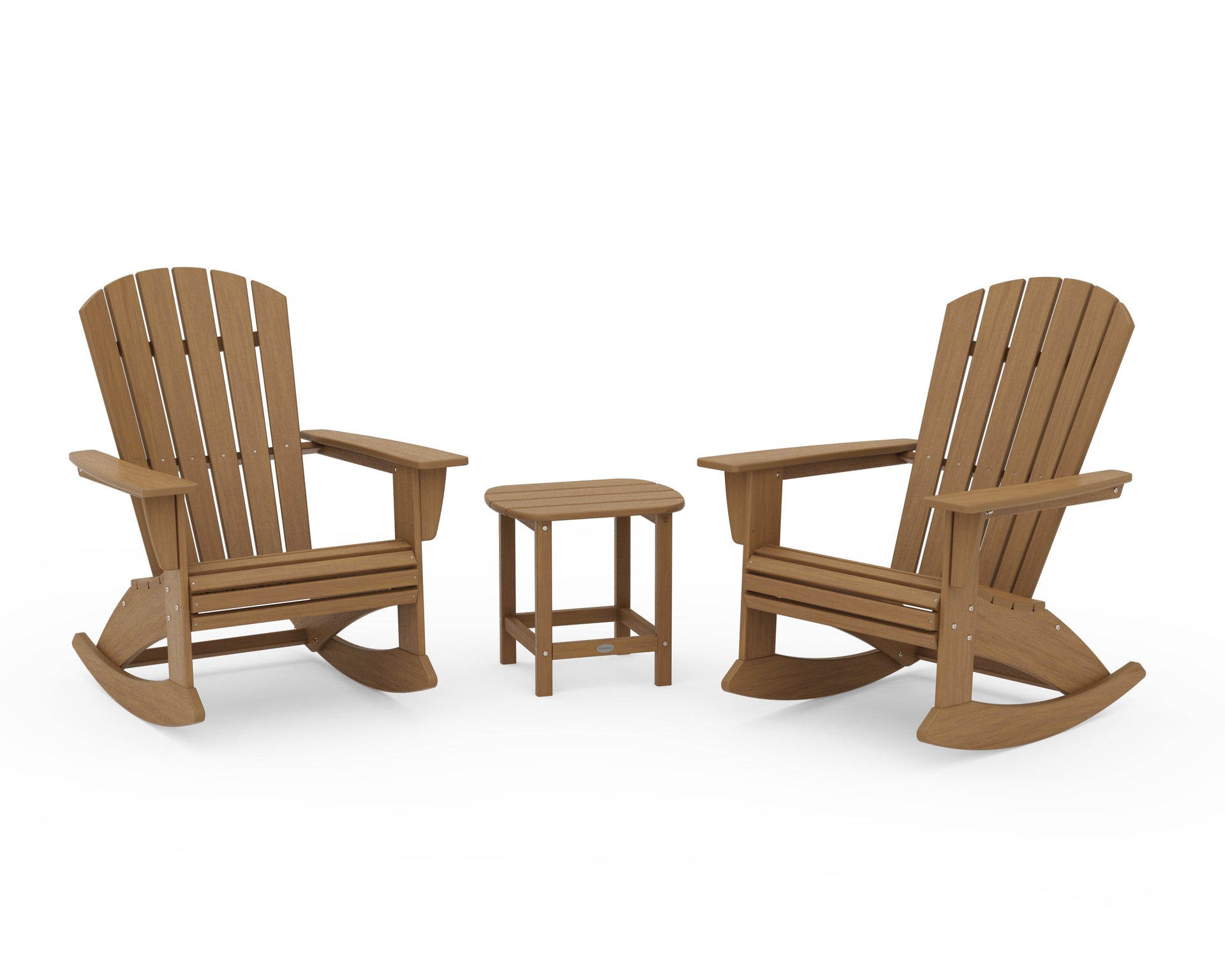 Nautical Curveback 3-Piece Adirondack Rocking Chair Set