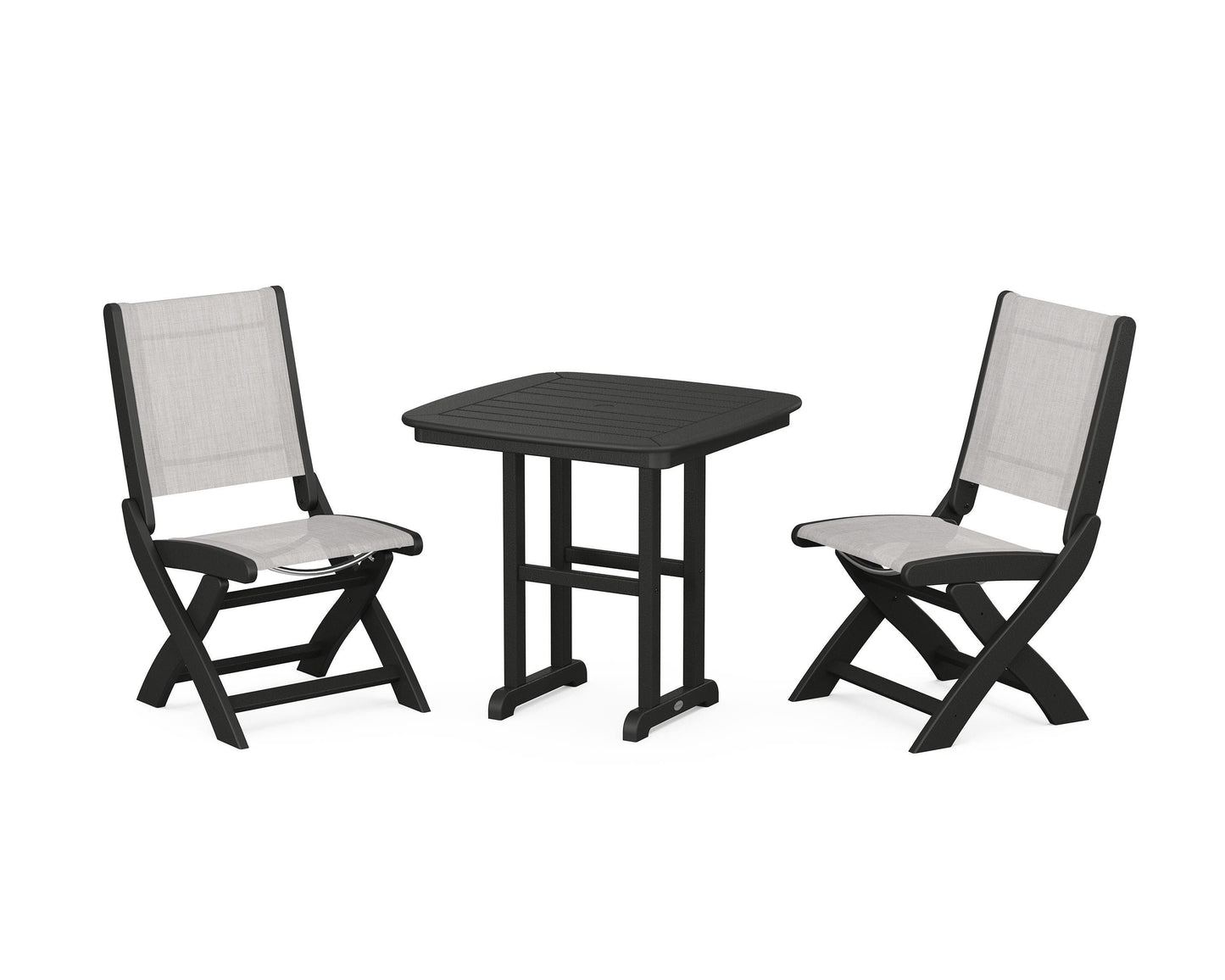 Coastal Folding Side Chair 3-Piece Dining Set