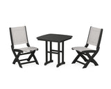 Coastal Folding Side Chair 3-Piece Dining Set