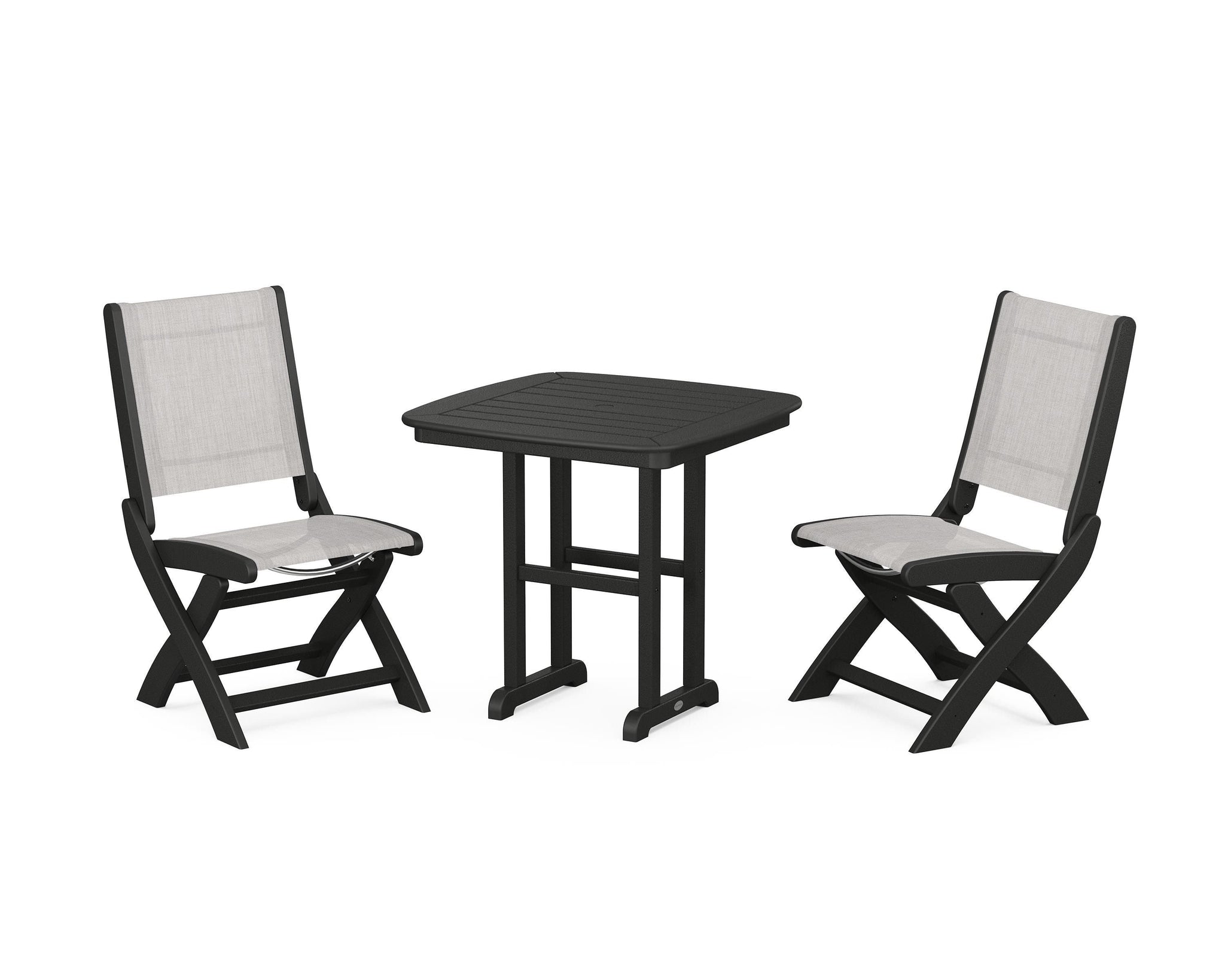 Coastal Folding Side Chair 3-Piece Dining Set