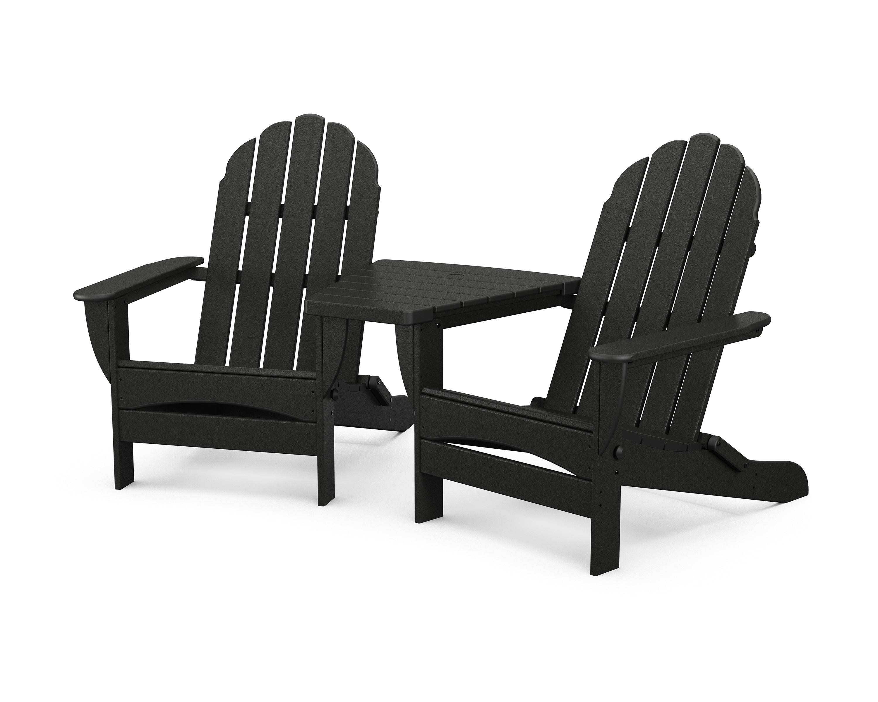 Classic Oversized Adirondacks with Angled Connecting Table