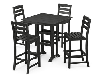 La Casa Café 5-Piece Farmhouse Trestle Bar Set