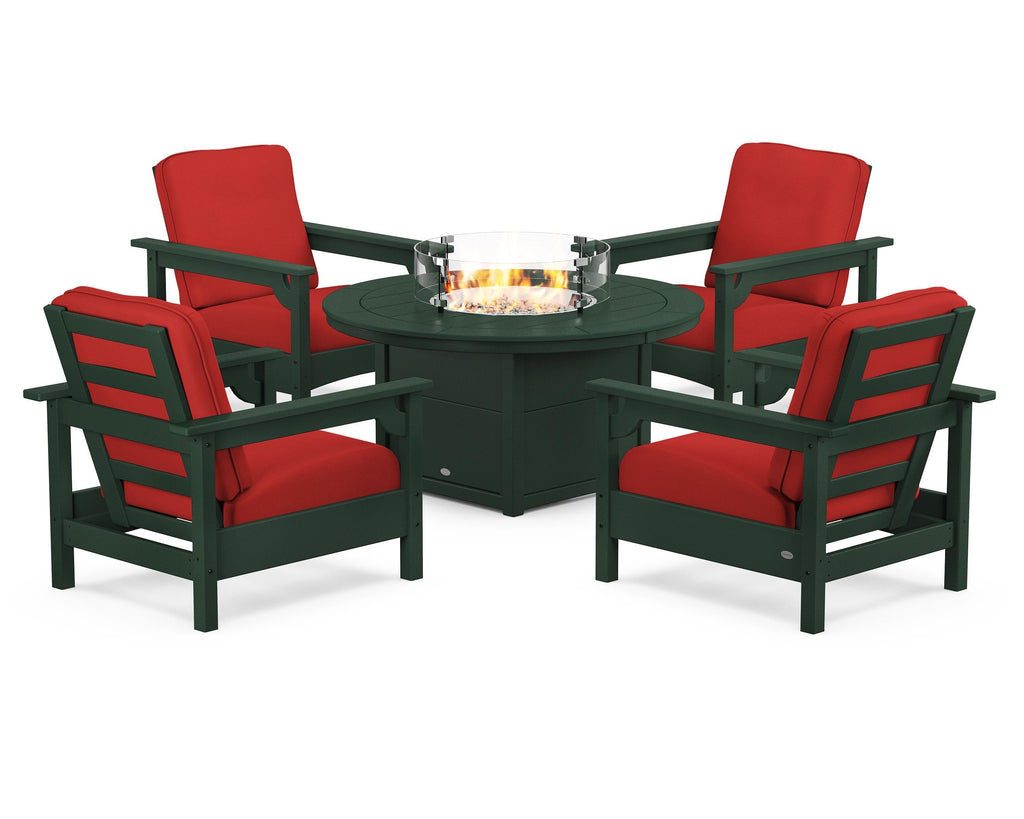 Club 5-Piece Conversation Set with Fire Pit Table