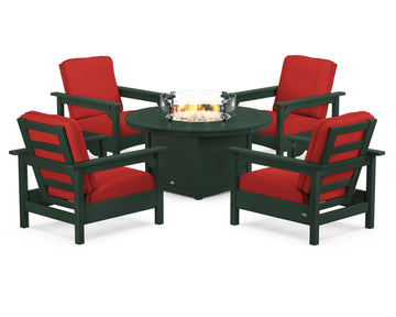 Club 5-Piece Conversation Set with Fire Pit Table