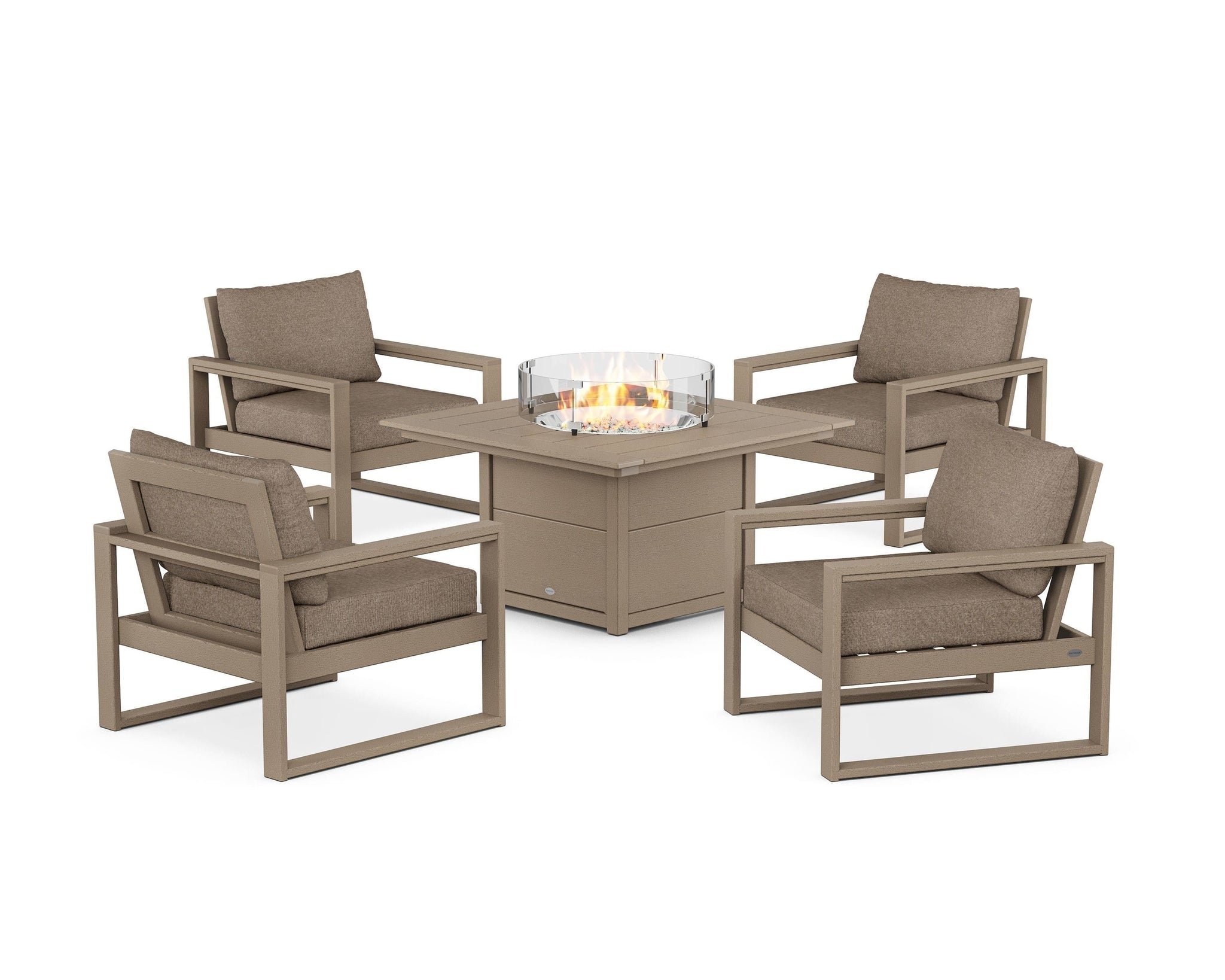 EDGE Sectional 5-Piece Deep Seating Set with Fire Pit Table