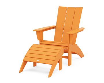 Modern Curveback Adirondack Chair 2-Piece Set with Ottoman
