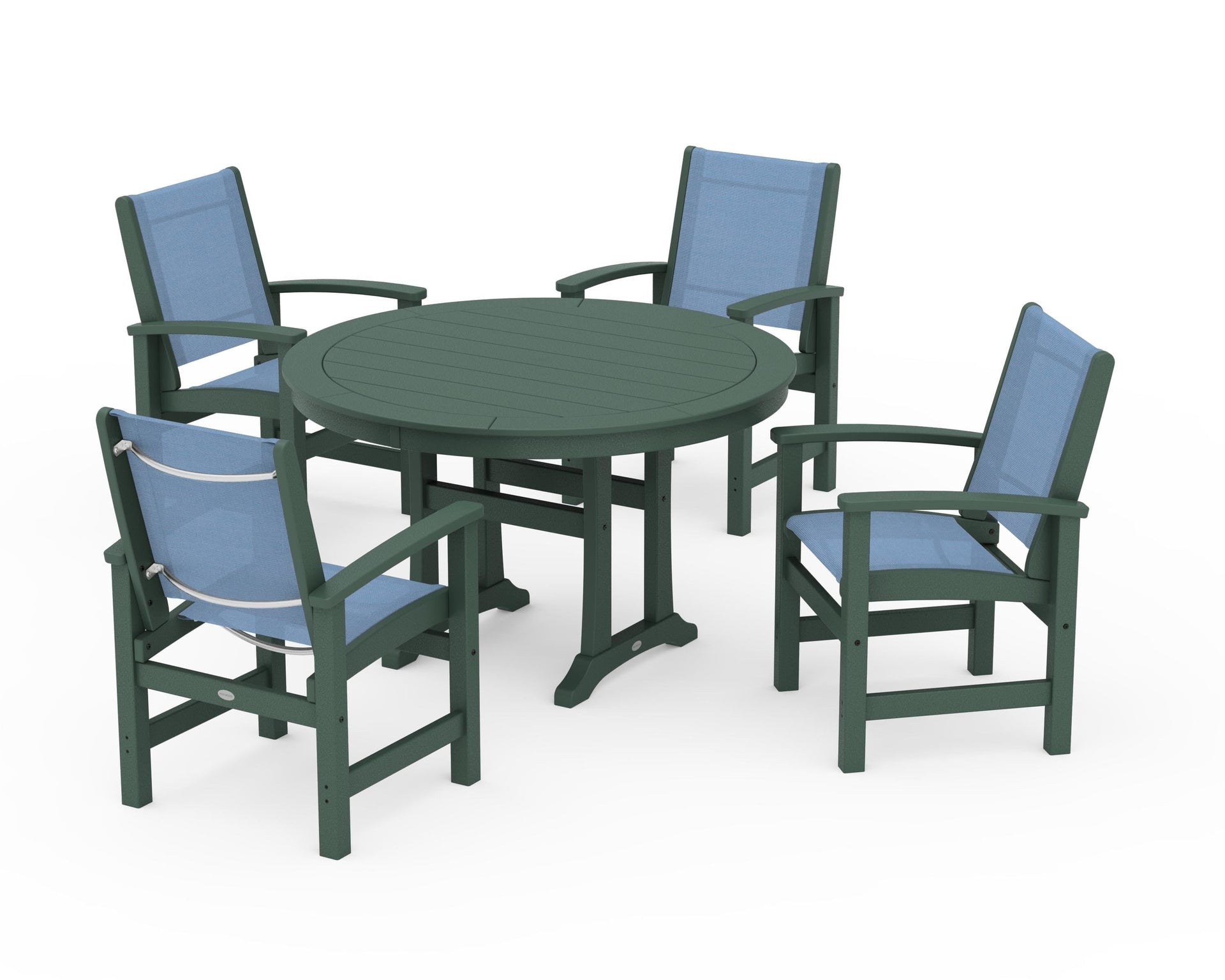 Coastal 5-Piece Round Dining Set with Trestle Legs