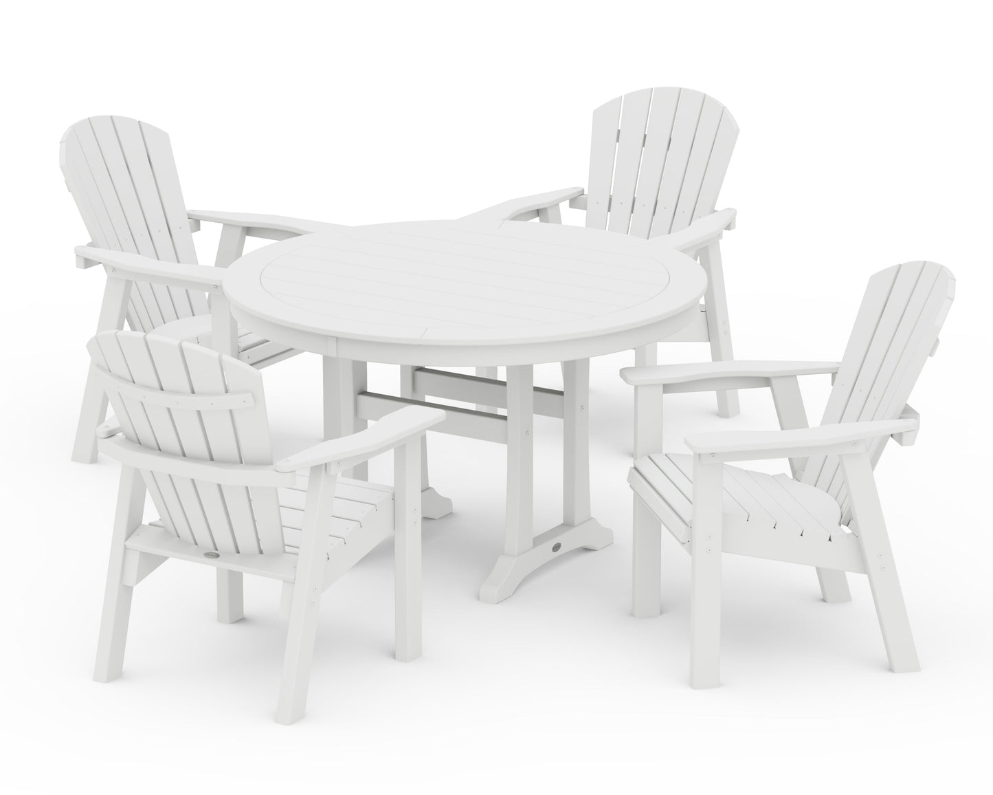 Seashell 5-Piece Round Dining Set with Trestle Legs