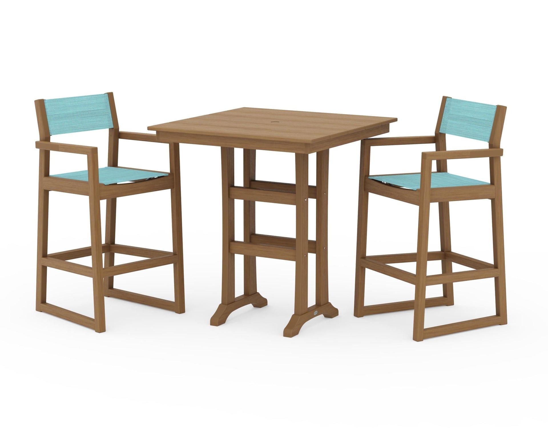 EDGE Sling Arm Chair 3-Piece Farmhouse Bar Set with Trestle Legs