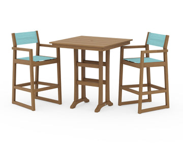 EDGE Sling Arm Chair 3-Piece Farmhouse Bar Set with Trestle Legs