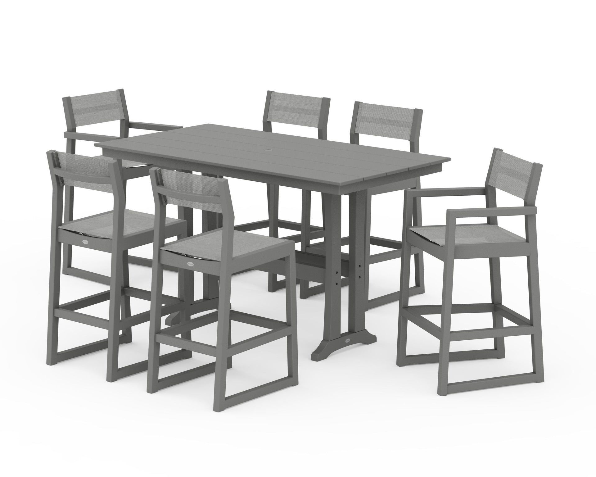 EDGE Sling 7-Piece Farmhouse Bar Set with Trestle Legs