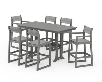 EDGE Sling 7-Piece Farmhouse Bar Set with Trestle Legs