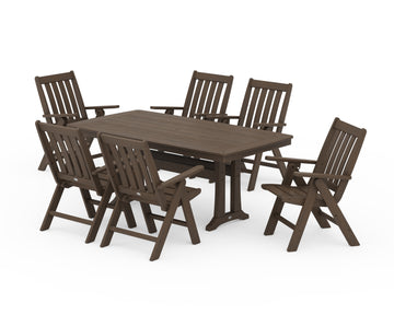 Vineyard Folding Chair 7-Piece Dining Set with Trestle Legs