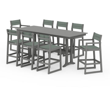 EDGE Sling 9-Piece Farmhouse Bar Set with Trestle Legs