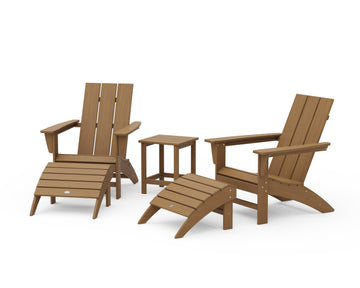 Modern Adirondack Chair 5-Piece Set with Ottomans and 18" Side Table