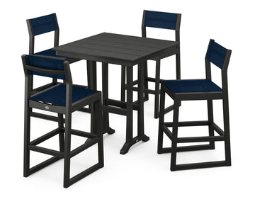 EDGE Sling Arm Chair 5-Piece Farmhouse Bar Set with Trestle Legs