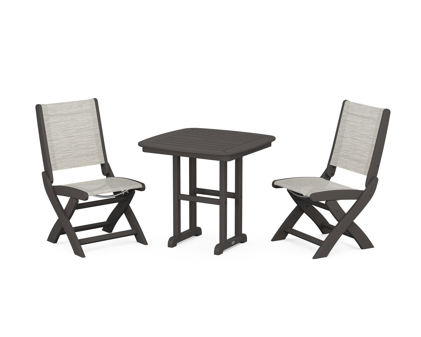 Coastal Folding Side Chair 3-Piece Dining Set