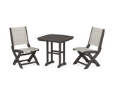 Coastal Folding Side Chair 3-Piece Dining Set