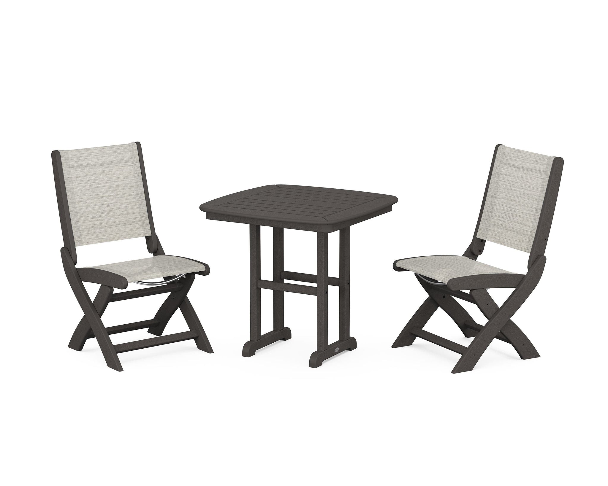 Coastal Folding Side Chair 3-Piece Dining Set