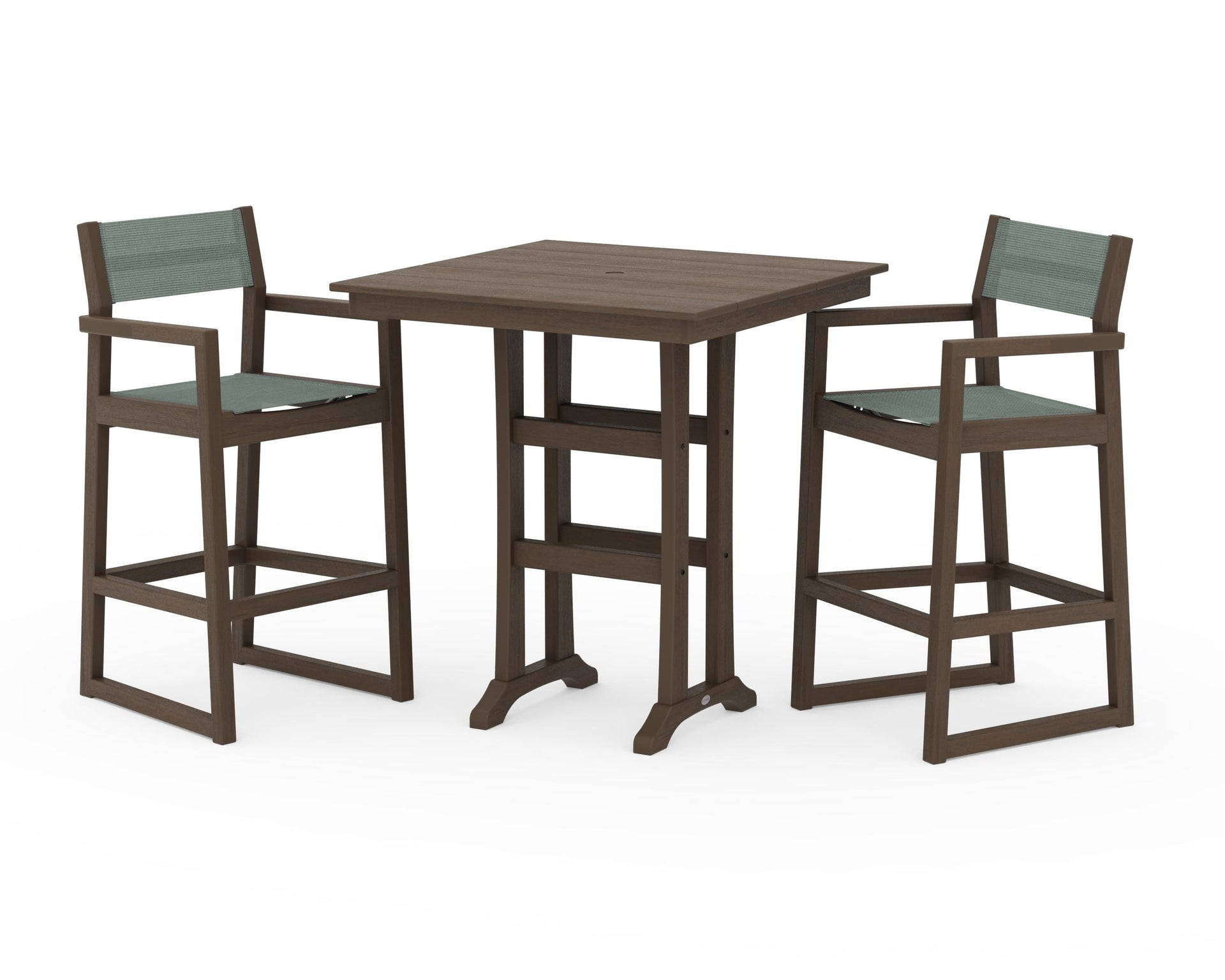 EDGE Sling Arm Chair 3-Piece Farmhouse Bar Set with Trestle Legs