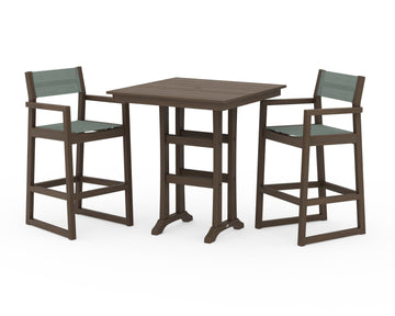 EDGE Sling Arm Chair 3-Piece Farmhouse Bar Set with Trestle Legs