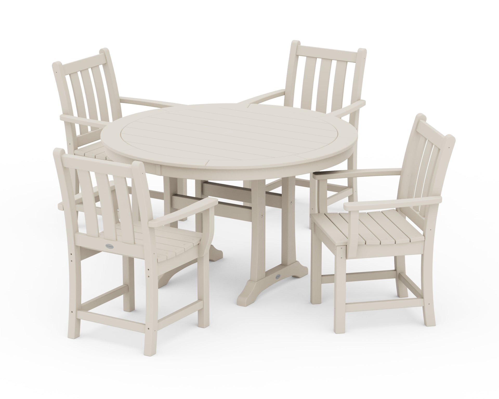 Traditional Garden 5-Piece Round Dining Set with Trestle Legs