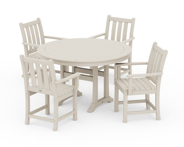 Traditional Garden 5-Piece Round Dining Set with Trestle Legs